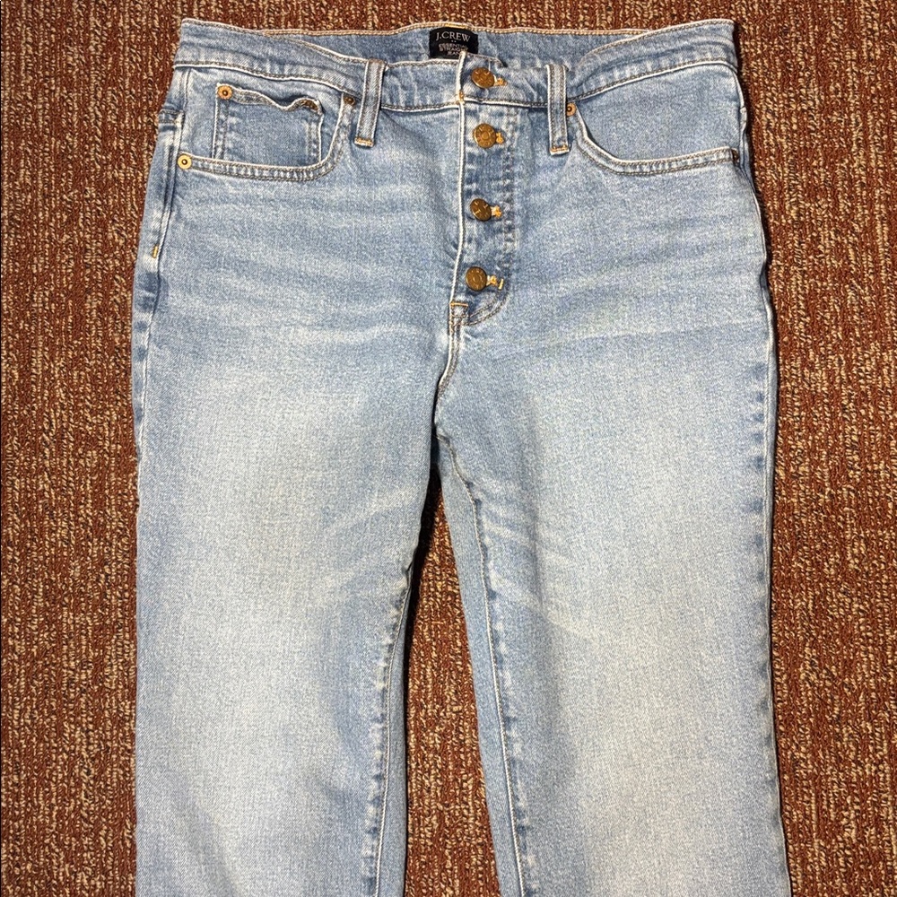 J crew button fly medium/ light wash straight cropped leg denim women’s 30 - Picture 5 of 16